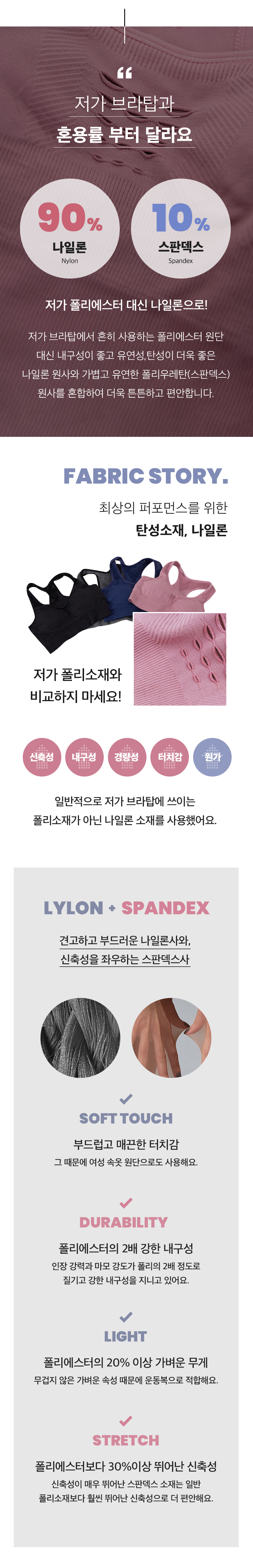 빅사이즈 노와이어 하이서포트 스포츠 브라탑 상세 이미지 4